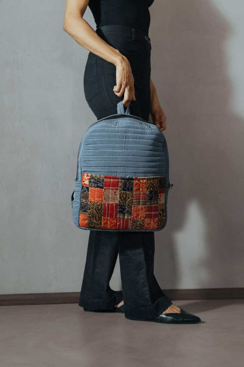 Kaushiki Petite Silk Patchwork Backpack | Verified Sustainable by Brown Living™