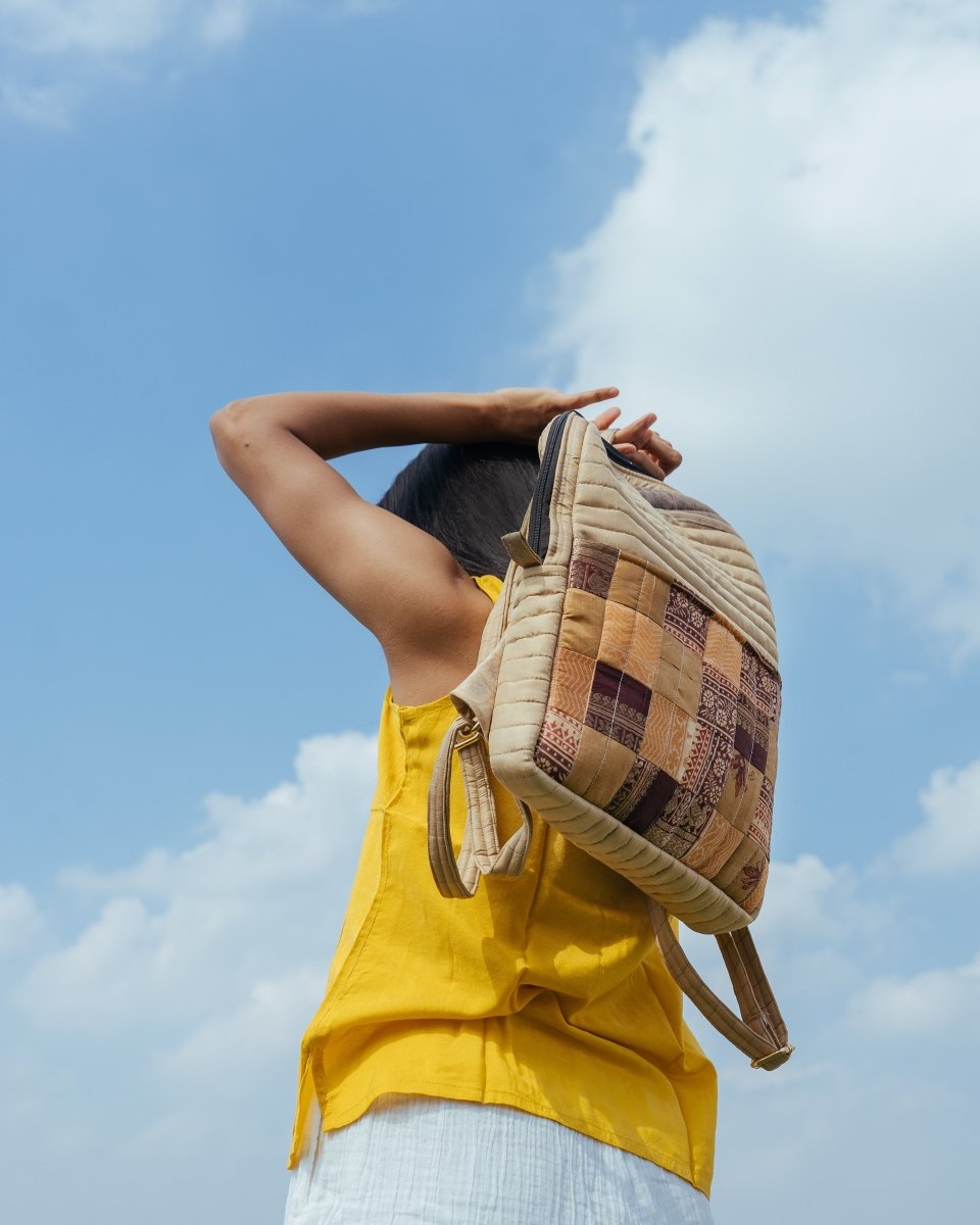 Kaushiki Petite Silk Patchwork Backpack | Verified Sustainable by Brown Living™