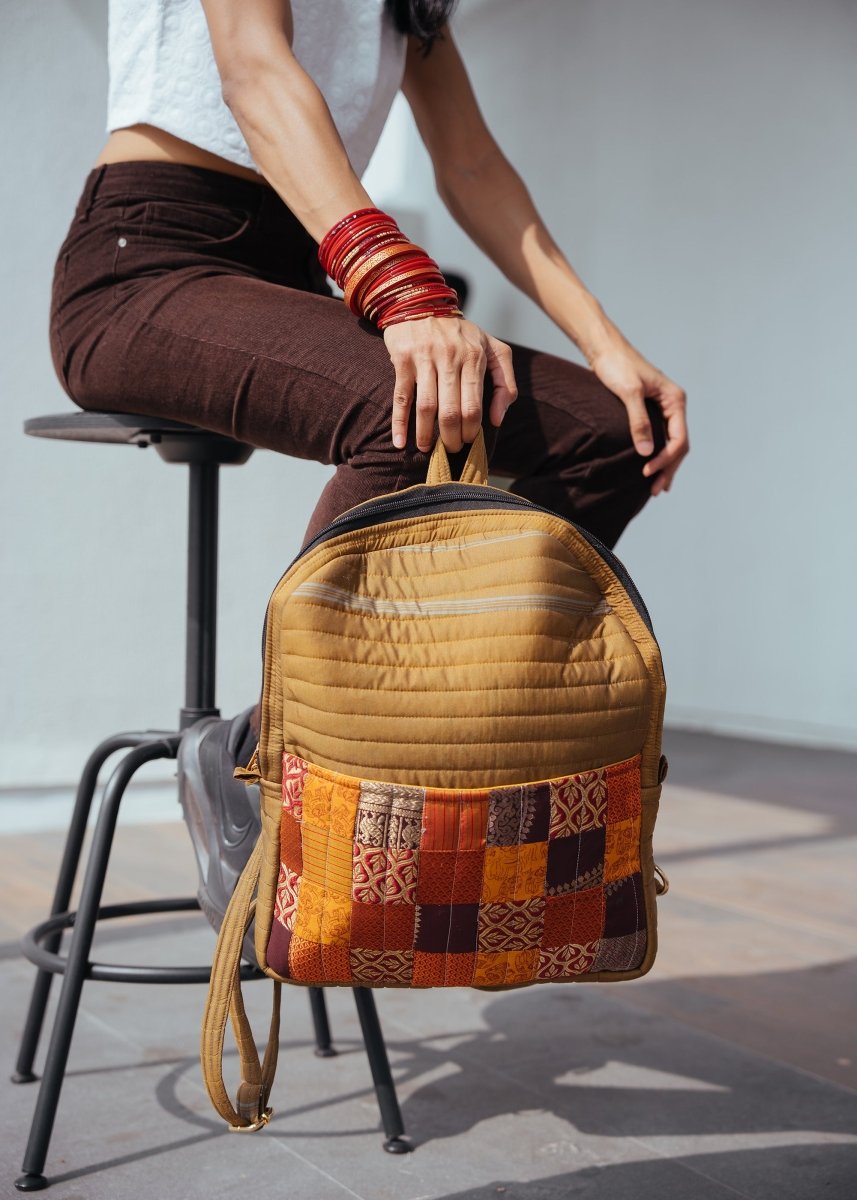 Kaushiki Petite Silk Patchwork Backpack | Verified Sustainable by Brown Living™