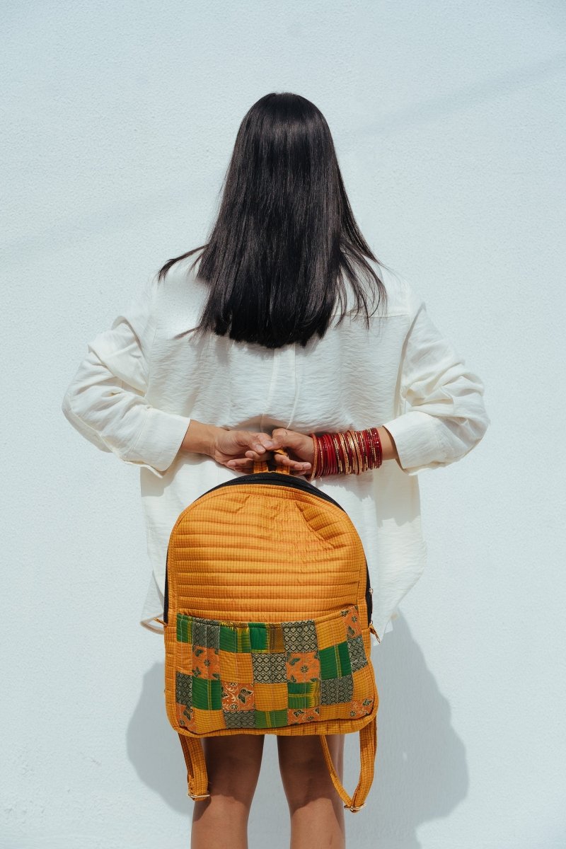 Kaushiki Petite Silk Patchwork Backpack | Verified Sustainable by Brown Living™