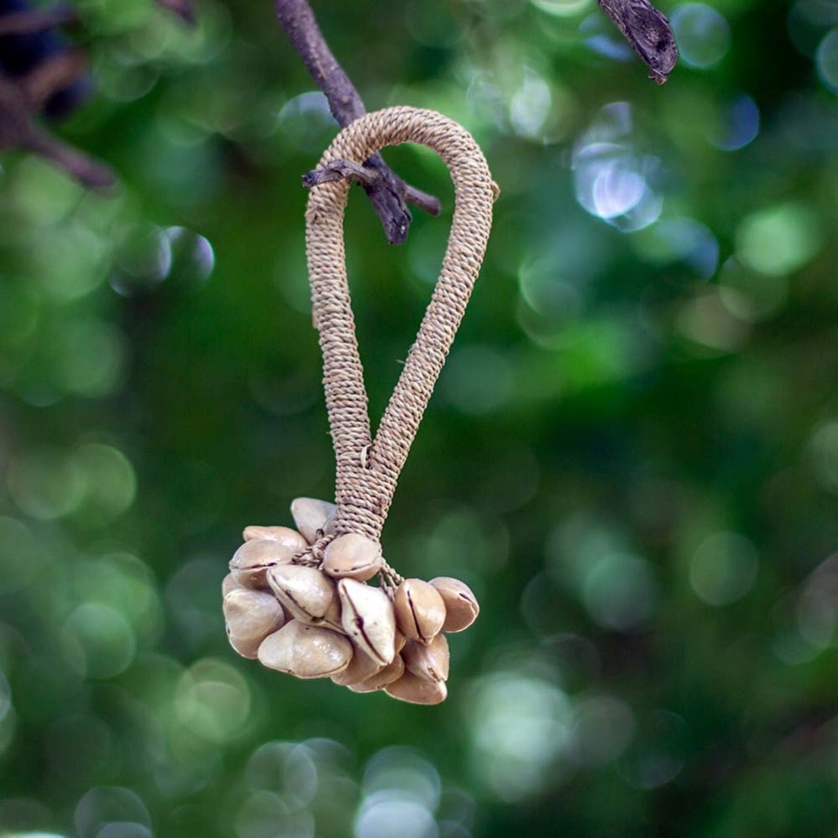 Kenari Seed Rattle with Rattan Handle - Small | Verified Sustainable by Brown Living™