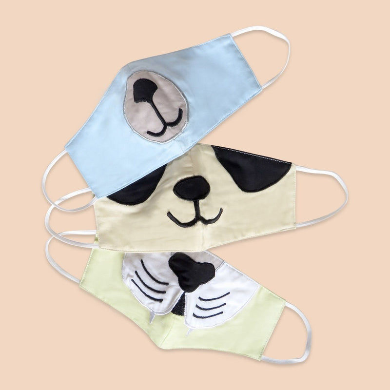 Buy Kids Face Mask Set of 3 Animals | Shop Verified Sustainable Products on Brown Living