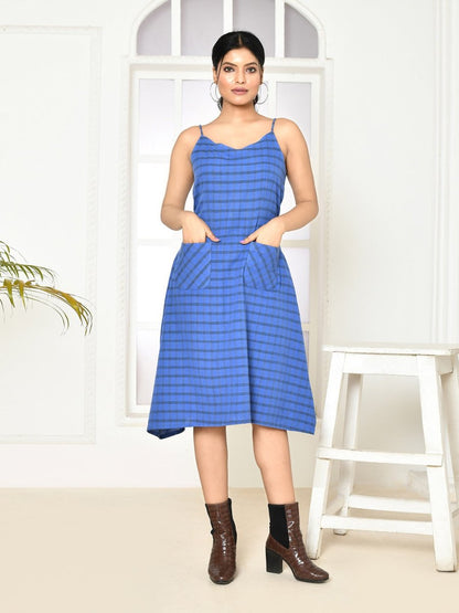 Kiki Blue Handloom Cotton Dress | Verified Sustainable by Brown Living™