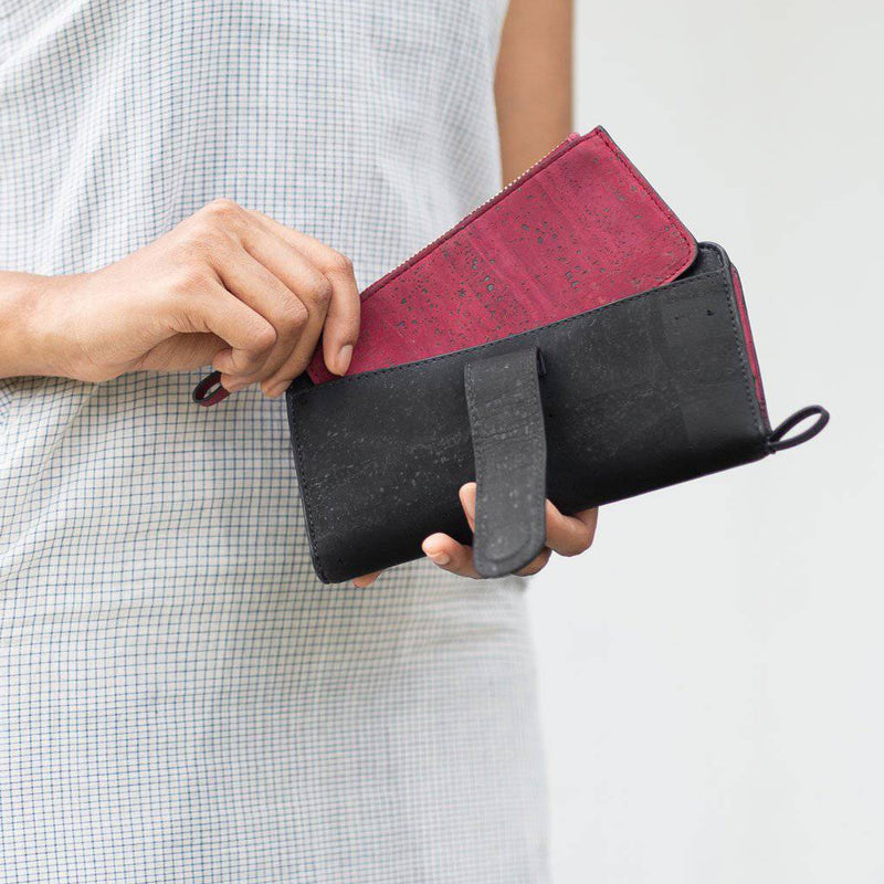 Buy Kim Clutch Wallet - Black + Maroon | Shop Verified Sustainable Womens Clutch on Brown Living™