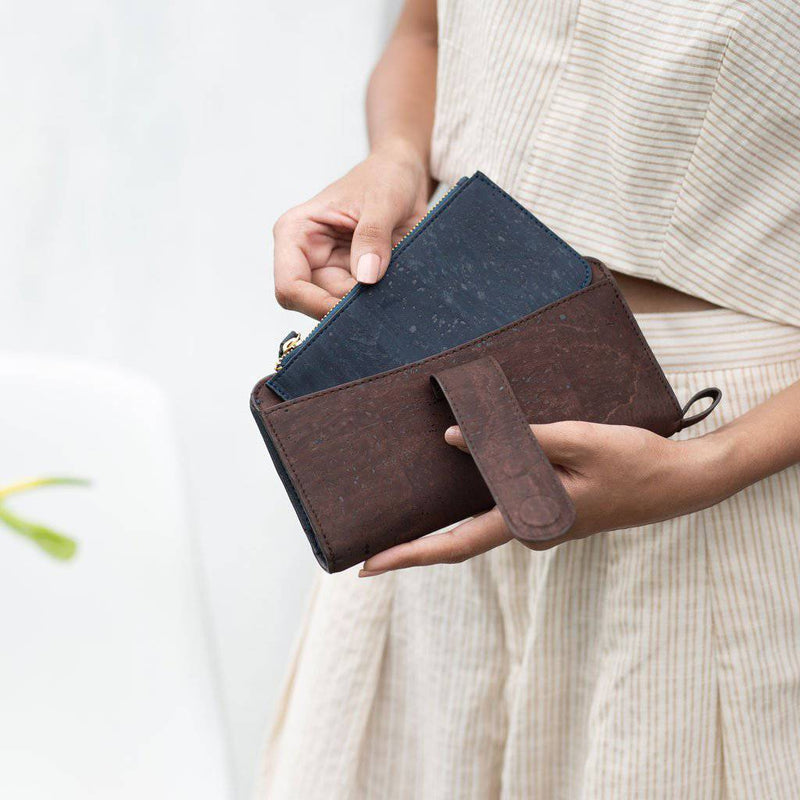 Buy Kim Clutch Wallet - Brown + Blue | Shop Verified Sustainable Womens Clutch on Brown Living™