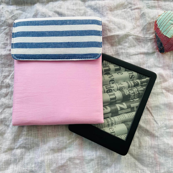 Buy Kindle Sleeve - Pink With Blue Stripes | Shop Verified Sustainable Products on Brown Living