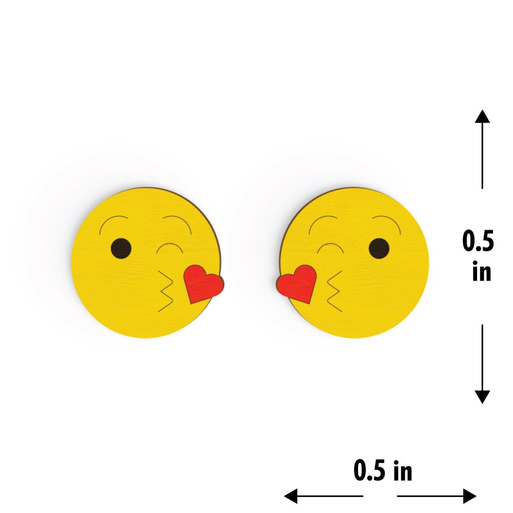 Kiss Emoji Hand Painted Wooden Earring | Verified Sustainable by Brown Living™