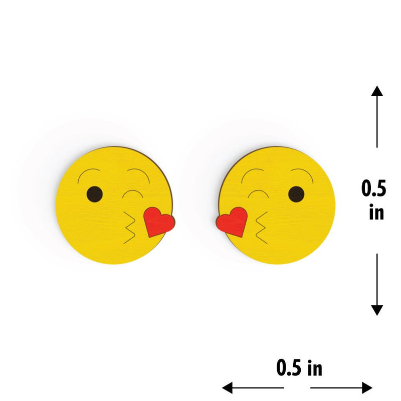 Buy Kiss Emoji Hand Painted Wooden Earring | Shop Verified Sustainable Products on Brown Living