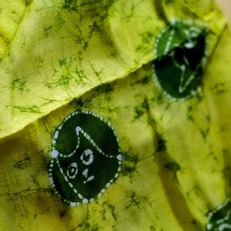 Buy Kitty Cat Batik Green Silk Bandana | Shop Verified Sustainable Womens Scarf on Brown Living™