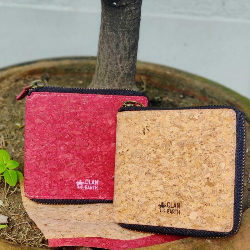 Kiwi Zip Wallet - Made of Cork - Tan | Verified Sustainable by Brown Living™