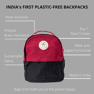 Buy Koala Backpack -Everyday Carry Canvas Eco-Friendly Backpack - Cherry Red & Charcoal Black | Shop Verified Sustainable Products on Brown Living