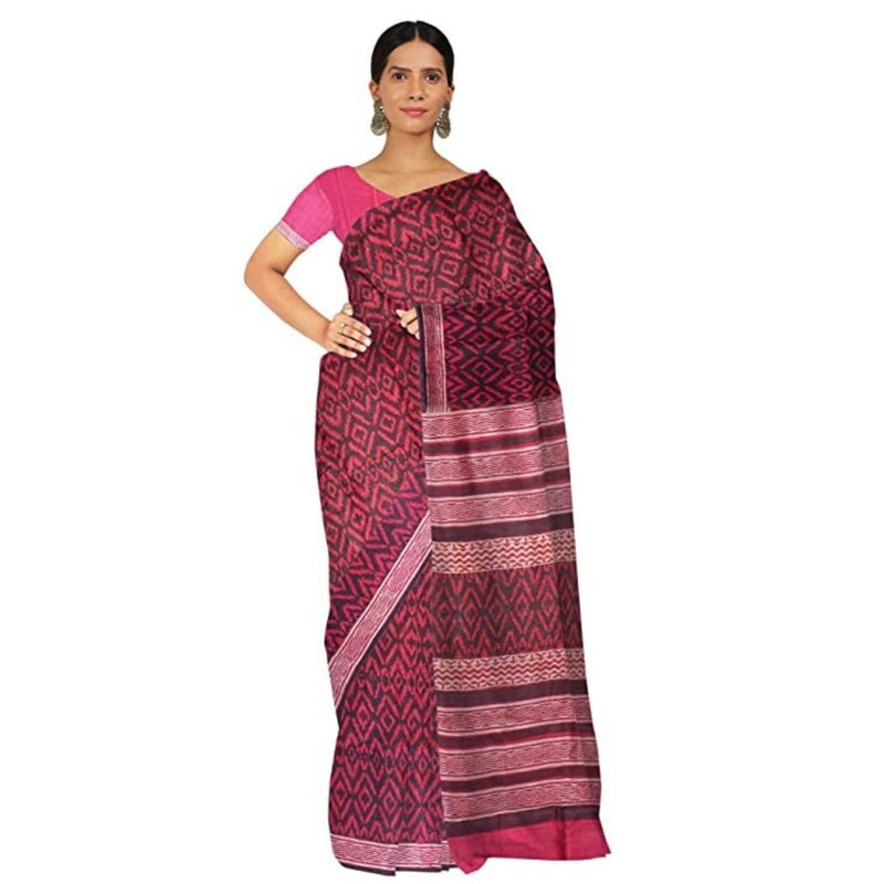 Buy Kosa Silk Saree - Garnet Maroon | Shop Verified Sustainable Womens Saree on Brown Living™
