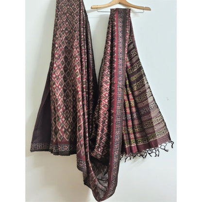 Kosa Silk Saree - Tanned Brown | Verified Sustainable by Brown Living™