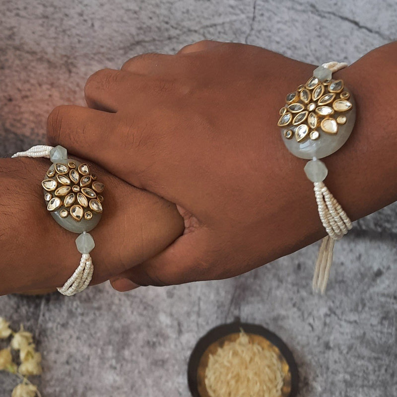 Kundan Rakhi On Semi Precious Stone | Verified Sustainable by Brown Living™