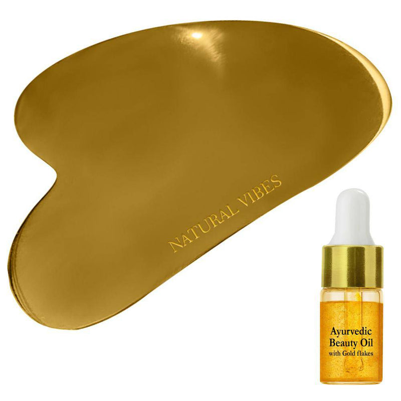 Buy Kwansha Kansa, Gua Sha Face Massager with Gold Beauty Elixir Oil | Shop Verified Sustainable Products on Brown Living