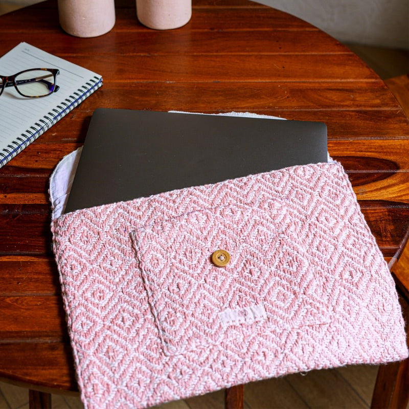 Buy Kys Laptop Sleeve | Pink and Purple | Hemp Cotton Blend | Washable | Fits 11”-15” screen laptops | Shop Verified Sustainable Products on Brown Living