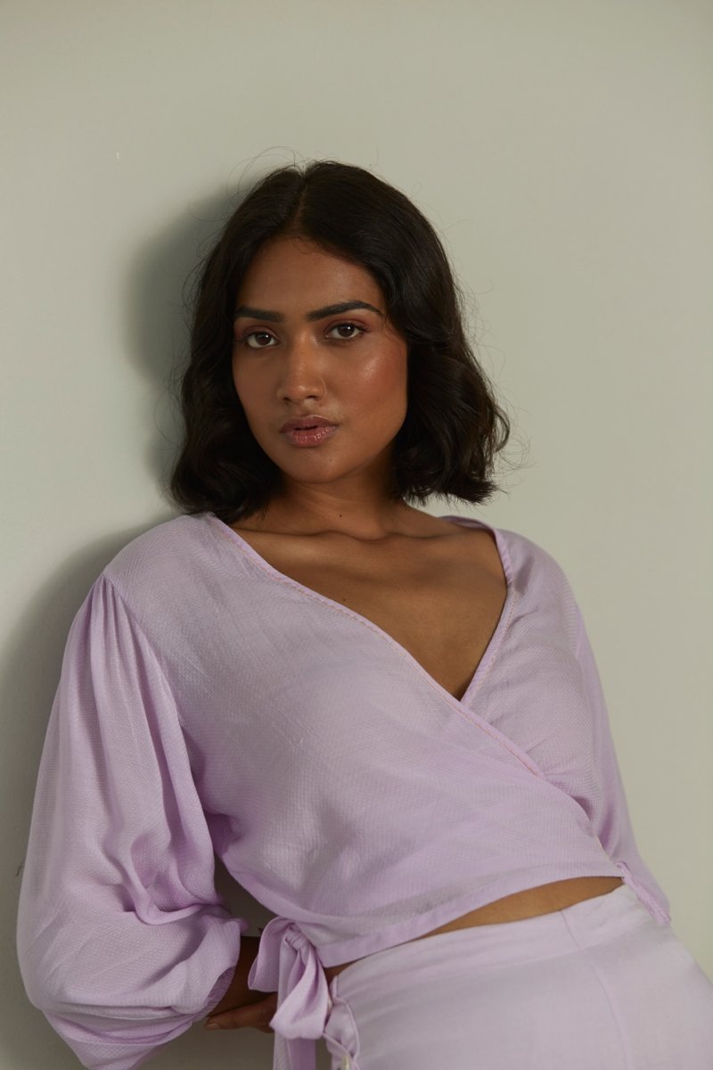 Buy Languid Lavender Wrap Top | Womens Top | Shop Verified Sustainable Products on Brown Living