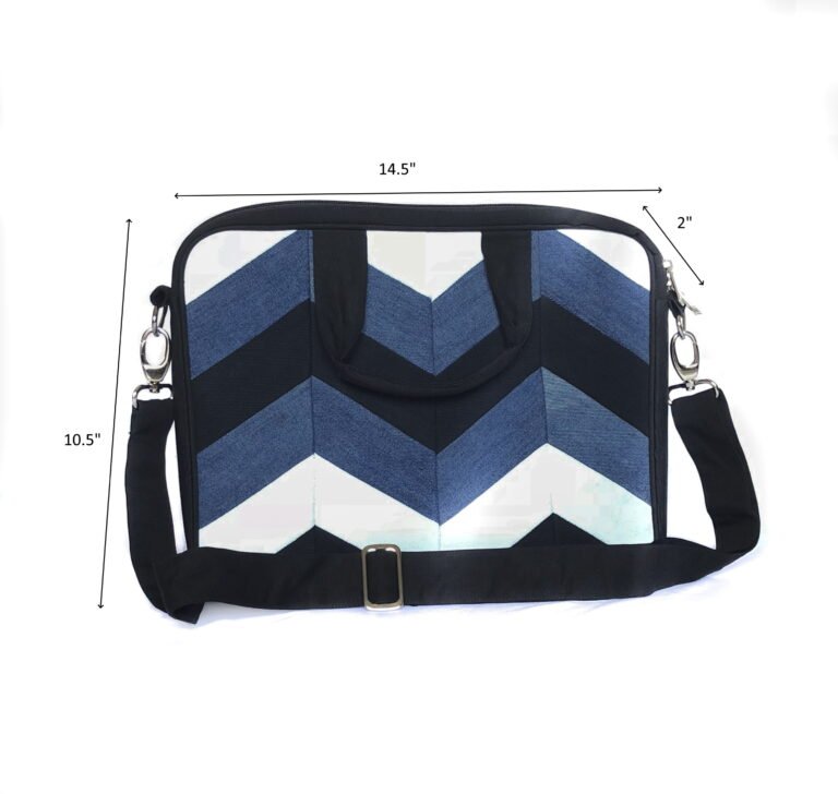 Buy Laptop Bag -Chevron Denim Patchwork | Shop Verified Sustainable Products on Brown Living