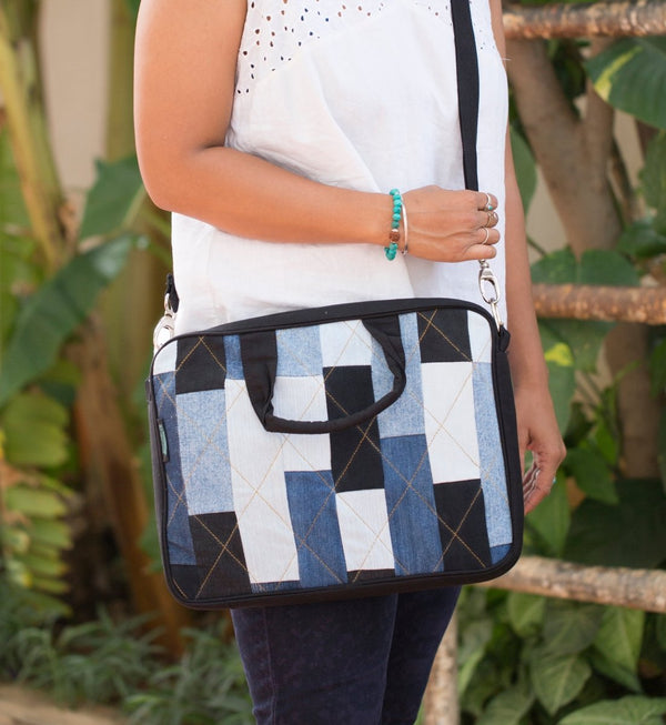 Buy Laptop Bag - Rectangular Denim Patchwork | Shop Verified Sustainable Products on Brown Living