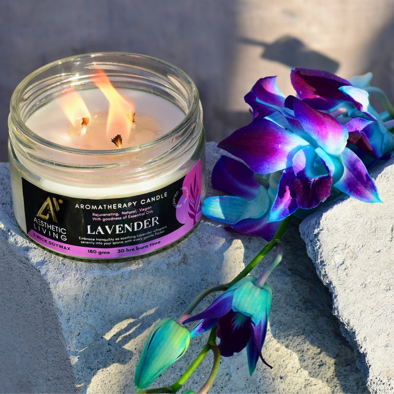 Buy Lavender 3 Wick Soy Wax Candle I 30 hr burn, 180 gms | Shop Verified Sustainable Products on Brown Living