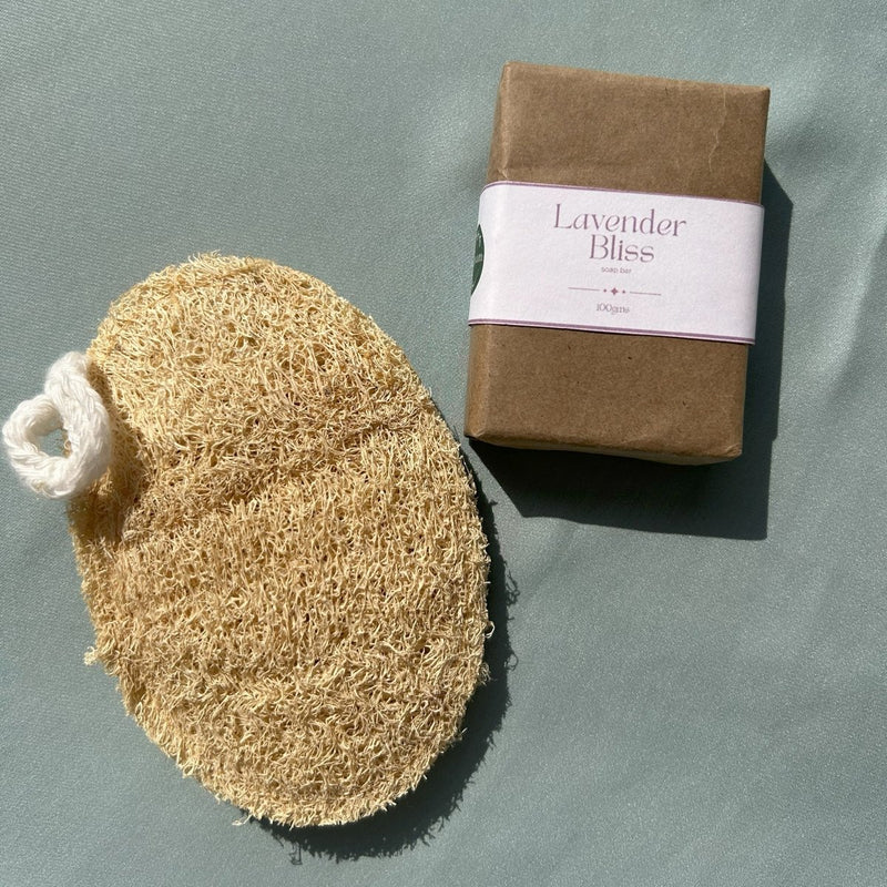 Buy Lavender Bliss Goat Milk Soap Bar + Loofah Combo | Shop Verified Sustainable Body Soap on Brown Living™