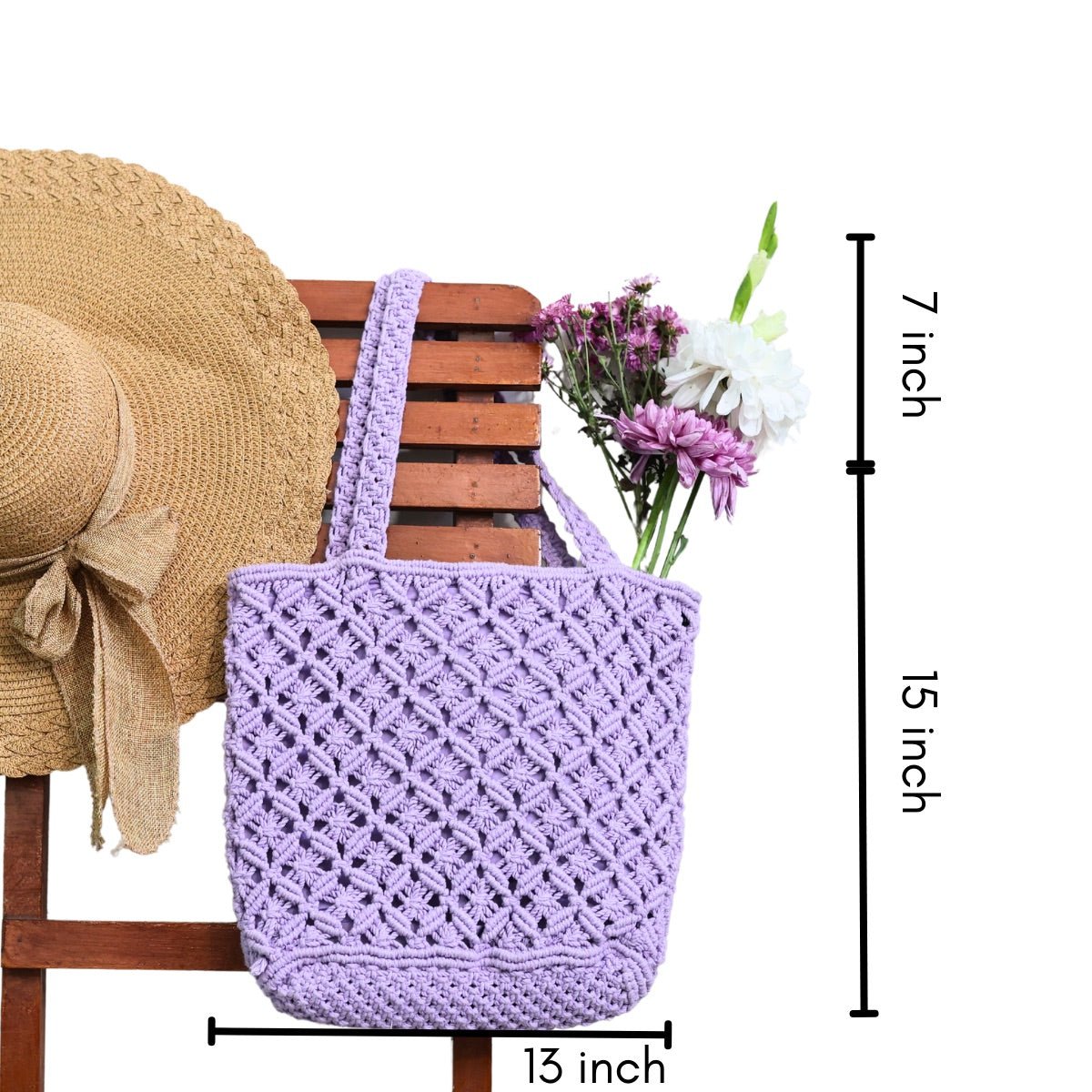 Lavender Macrame Tote Bag | Verified Sustainable by Brown Living™