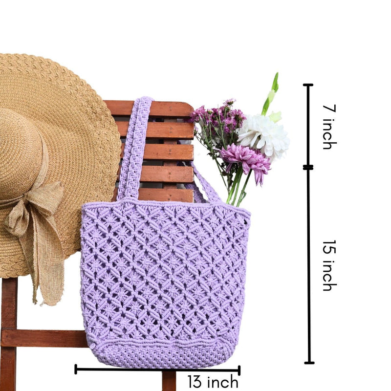Lavender Macrame Tote Bag | Verified Sustainable Bags on Brown Living™