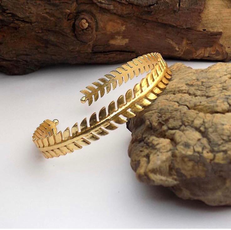 Leaf Gold Plated Brass Bangles | Verified Sustainable by Brown Living™