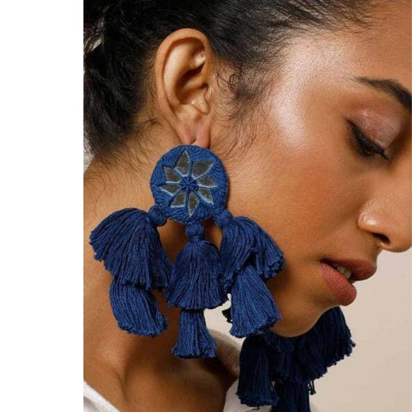 Buy Lehar Blue Handmade Earrings | Shop Verified Sustainable Products on Brown Living