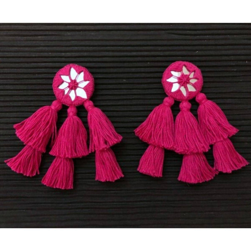 Buy Lehar Hot Pink Handmade Earrings | Shop Verified Sustainable Products on Brown Living