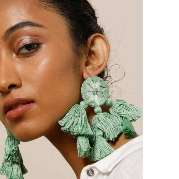 Buy Lehar Mint Handmade Earrings | Shop Verified Sustainable Products on Brown Living