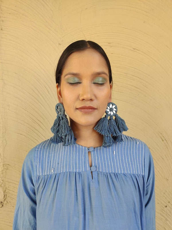 Buy Lehar Slate Gray Handmade Earrings | Shop Verified Sustainable Womens Earrings on Brown Living™