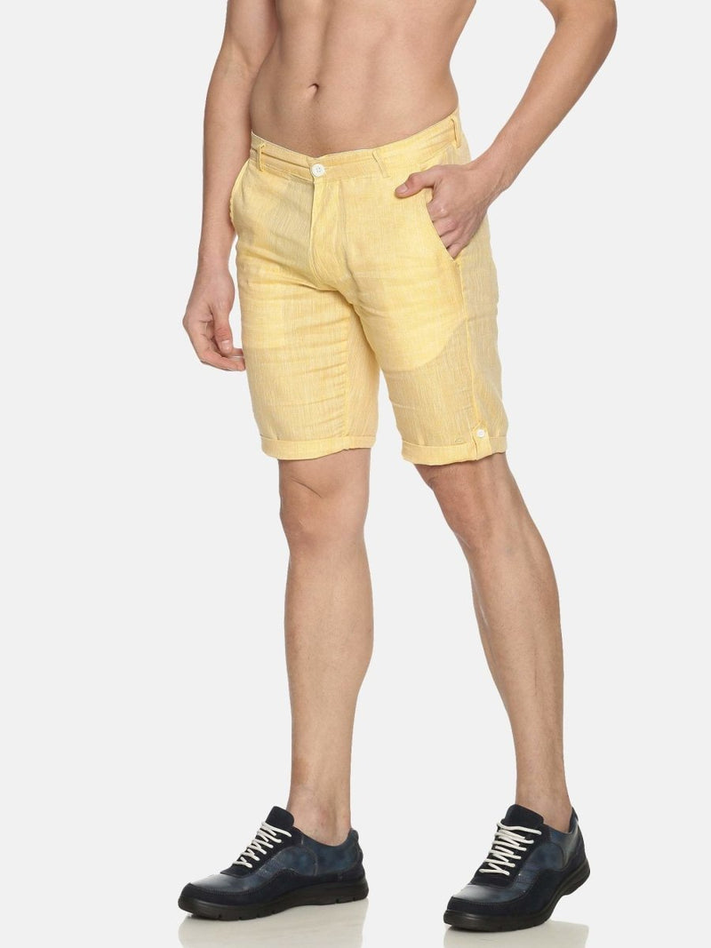 Buy Lemon Yellow Colour Slim Fit Hemp Shorts | Shop Verified Sustainable Mens Shorts on Brown Living™