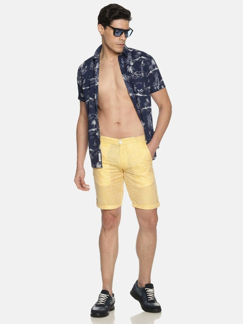 Buy Lemon Yellow Colour Slim Fit Hemp Shorts | Shop Verified Sustainable Mens Shorts on Brown Living™