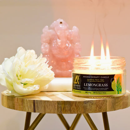 Lemongrass 3 Wick Soy Wax Candle I 30 hr burn, 180 gms | Verified Sustainable by Brown Living™