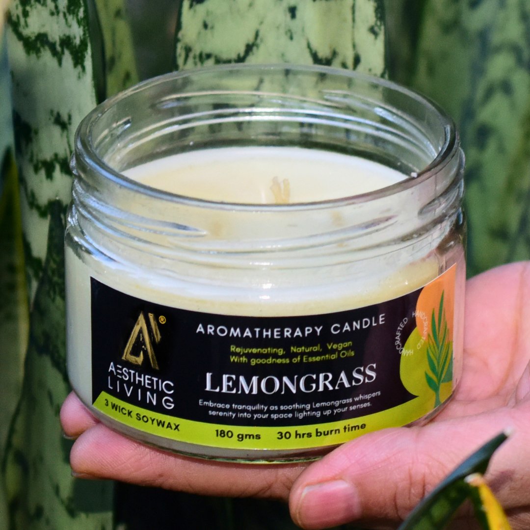 Lemongrass 3 Wick Soy Wax Candle I 30 hr burn, 180 gms | Verified Sustainable by Brown Living™