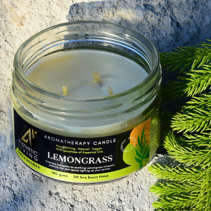 Lemongrass 3 Wick Soy Wax Candle I 30 hr burn, 180 gms | Verified Sustainable by Brown Living™