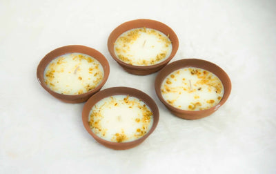 Lemongrass Terracotta Diyas - Set of 4 – Candles & Fragrances on Brown Living™. SKU: SN 1145. Img 2.