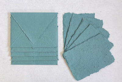 Let Your Words Bloom - Dusty Blue - Pack Of 5 Card & Envelope – Greeting & Note Cards on Brown Living™. SKU: SR0022. Img 3.