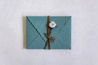 Let Your Words Bloom - Dusty Blue - Pack Of 5 Card & Envelope – Greeting & Note Cards on Brown Living™. SKU: SR0022. Img 1.