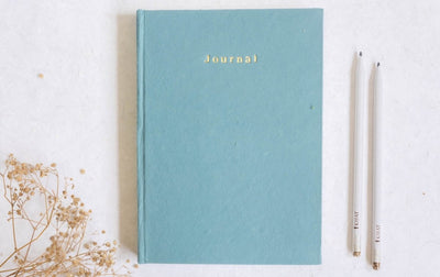 Let's Create Tangible Memories - Dusty Blue / Journal + Sandook – Notebooks & Notepads on Brown Living™. SKU: SR0025. Img 1.