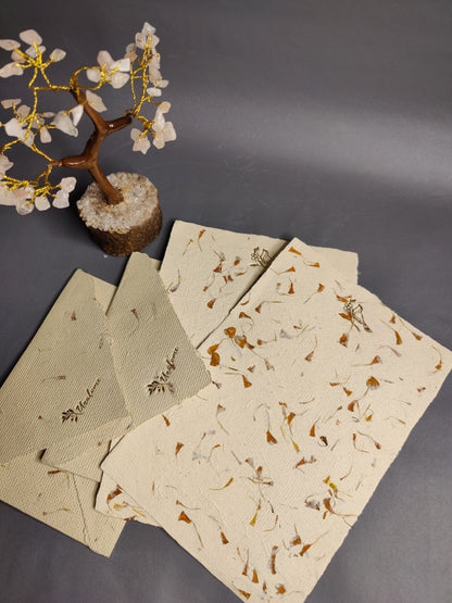 Letter Set in Dense Marigold Petal Paper – Stationery by UNALOME available on Brown Living™. . SKU: UN - LT - 01. Img 1.