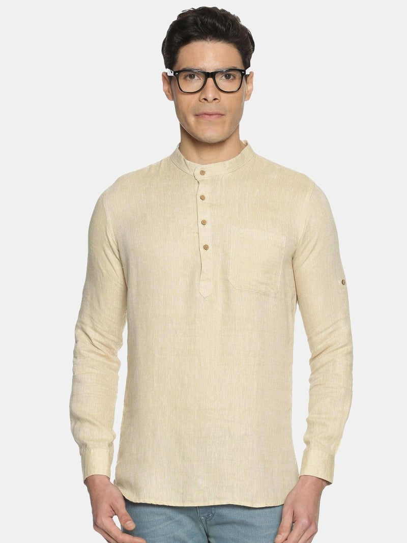 Buy Light Brown Colour Hemp Short Kurta | Shop Verified Sustainable Products on Brown Living