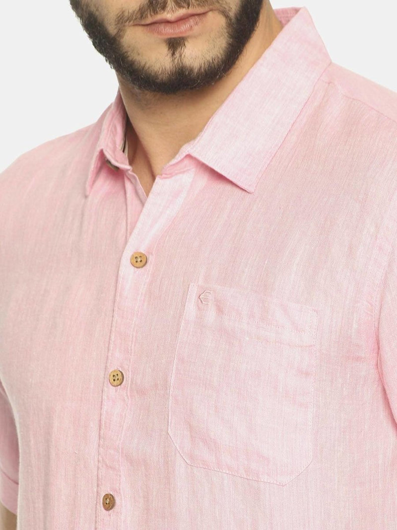Buy Light Pink Colour Slim Fit Hemp Casual Shirt | Shop Verified Sustainable Mens Shirt on Brown Living™