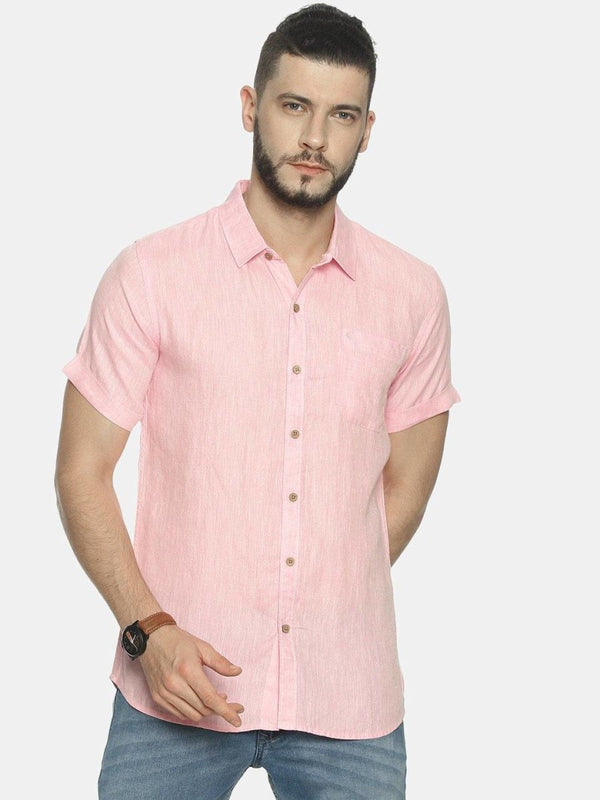 Buy Light Pink Colour Slim Fit Hemp Casual Shirt | Shop Verified Sustainable Products on Brown Living