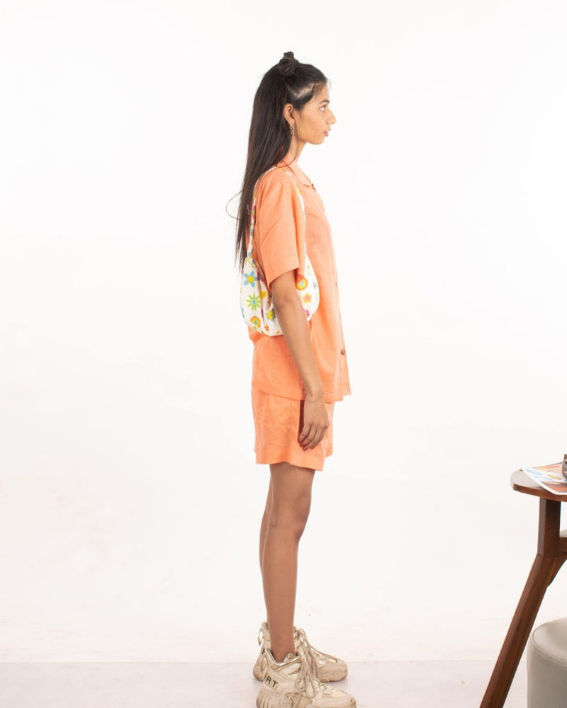 Buy LIIT cotton shorts set coral | Shop Verified Sustainable Womens Co-Ord Sets on Brown Living™