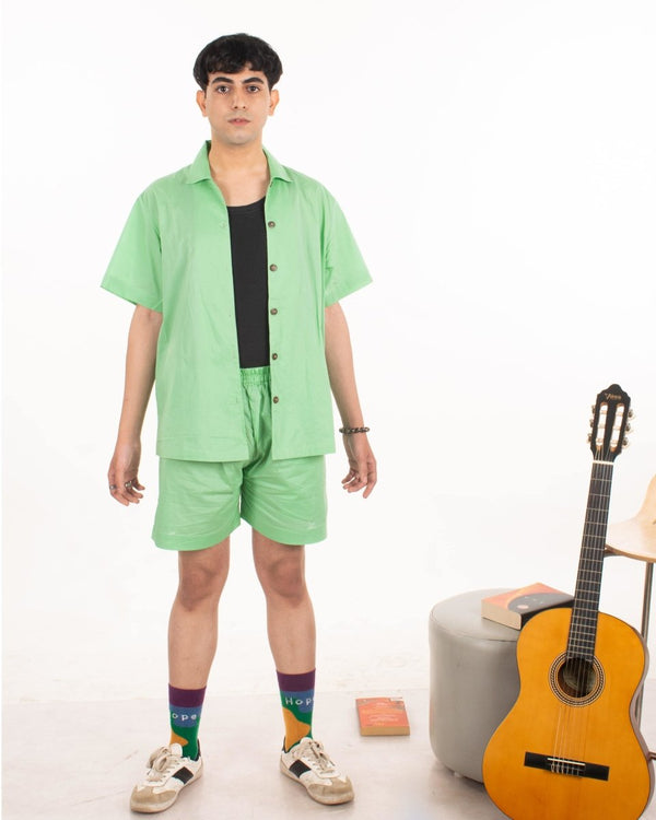 Buy LIIT cotton shorts set green | Shop Verified Sustainable Mens Co-Ord Sets on Brown Living™
