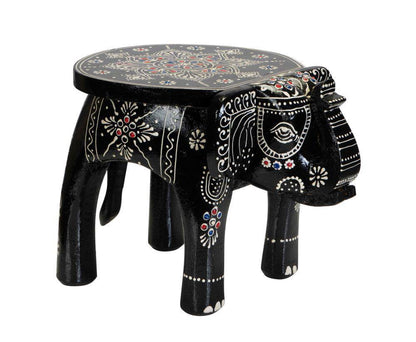 Li'l Elph Side Table or Stool - Hand - painted Furniture Decorative - Dusky - Black - 8x8 inches | Verified Sustainable by Brown Living™