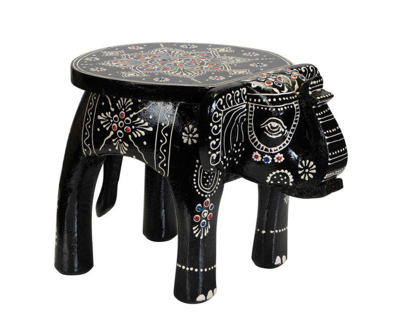 Buy Li'l Elph Side Table or Stool - Hand-painted Furniture Decorative - Dusky -Black - 8x8 inches | Shop Verified Sustainable Products on Brown Living
