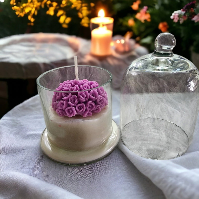 Lilac Rose Heart Bell Jar Soy Wax Candle | Verified Sustainable Candles & Fragrances on Brown Living™